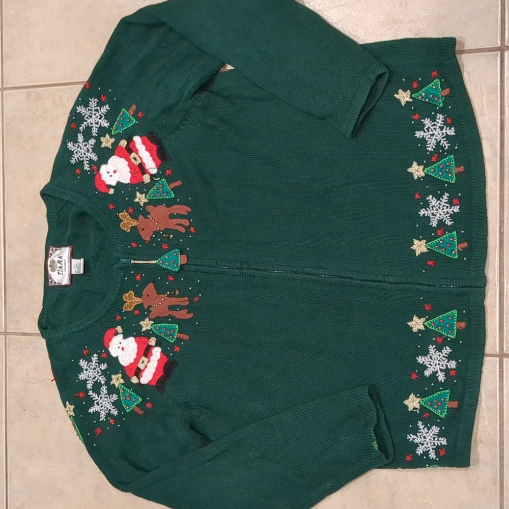 Tiara Vintage Christmas Holiday  Santa Reindeer Sweater Size 3X